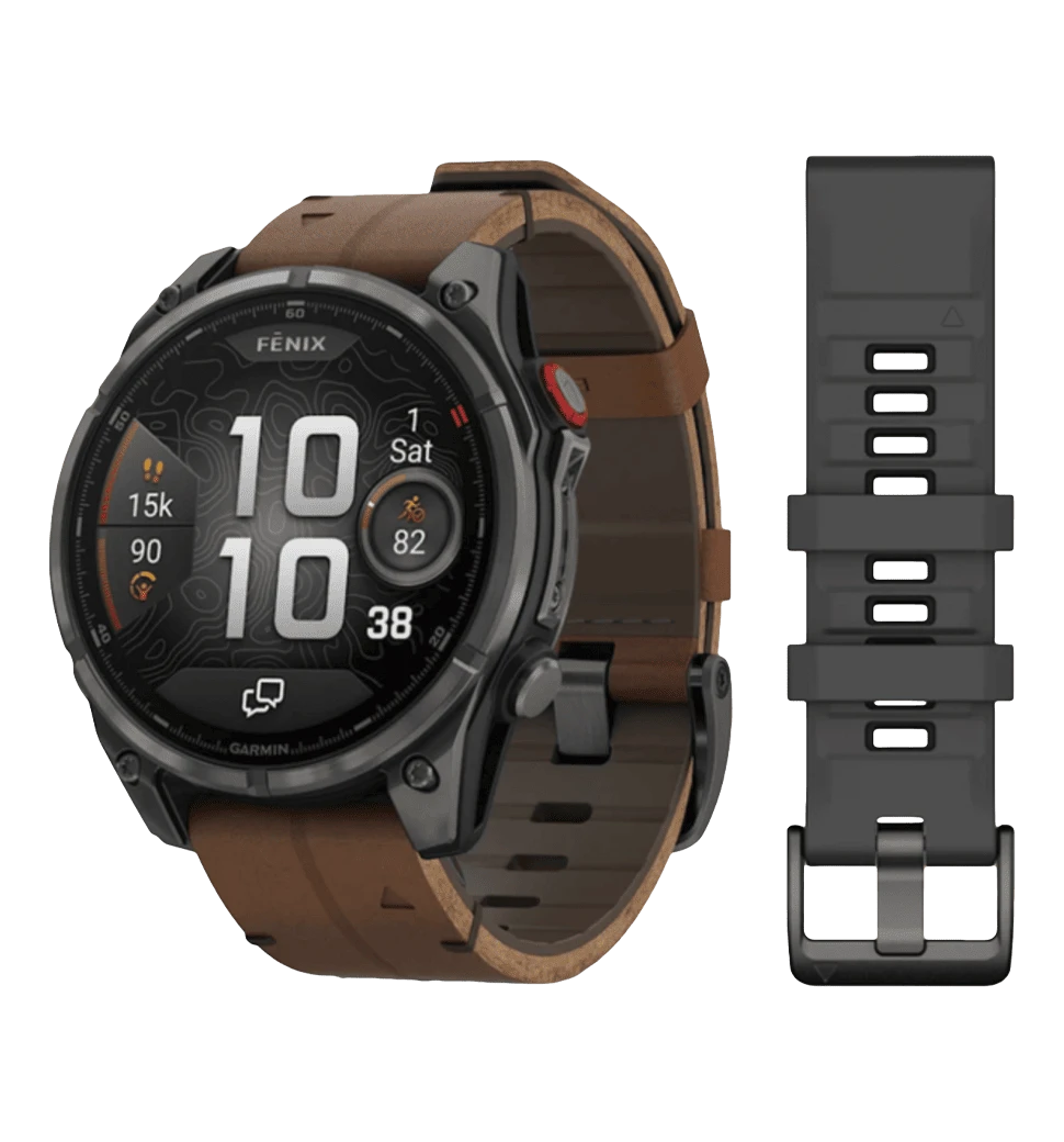 Смарт-часы Garmin Fenix 8 Pro (47 мм) AMOLED Sapphire, титан Carbon Gray DLC с кожаным ремешком (010-03198-40)