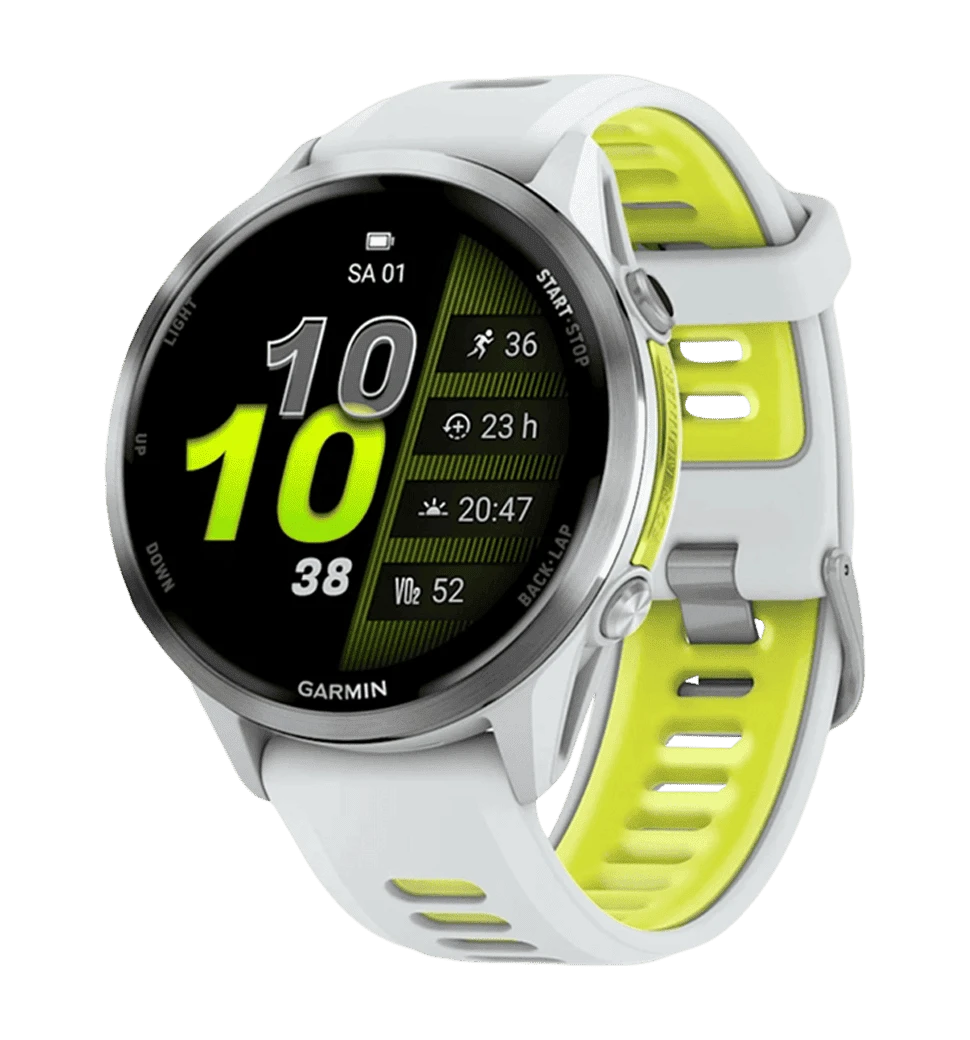 Смарт-годинник Garmin Forerunner 970 Titanium with whitestone case and whitestone/translucent amp yellow band (010-02969-11)