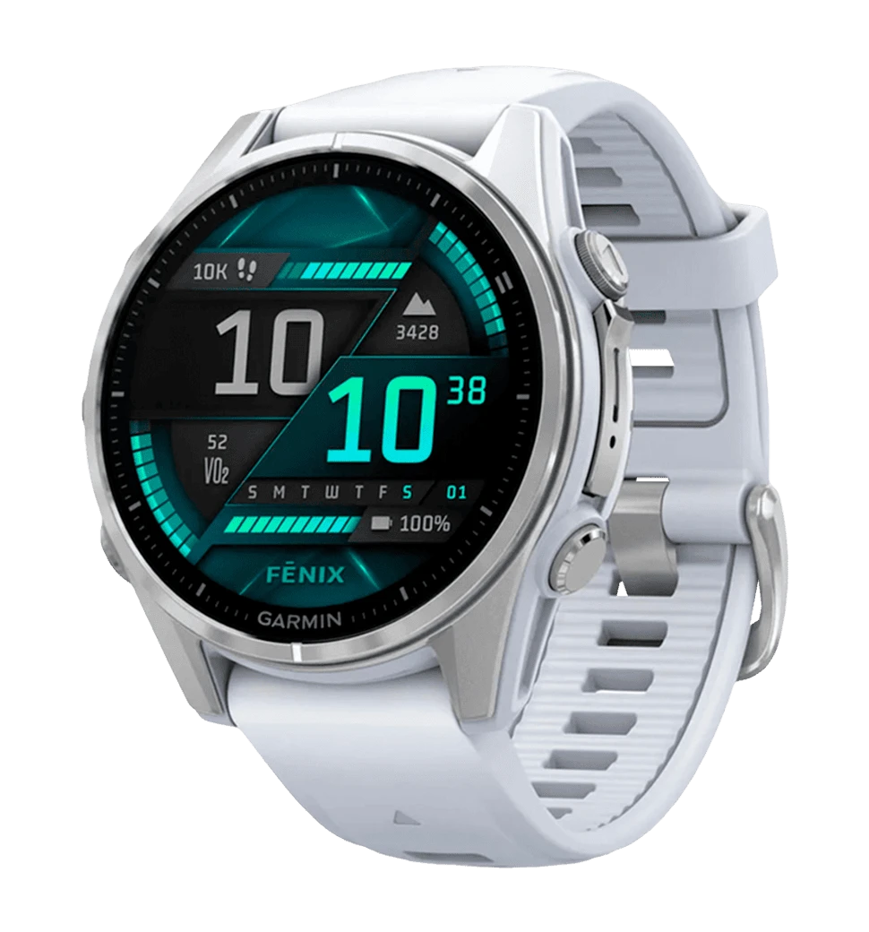 Garmin Fenix 8 43mm AMOLED Silver with Whitestone Silicone Band (010-02903-00)