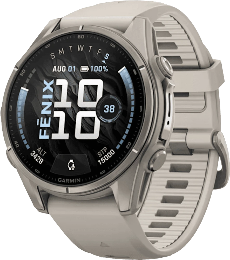 Спортивний годинник Garmin Fenix 9 43mm AMOLED Sapphire Titanium with Fog Gray Silicone Band (010-04761-00)
