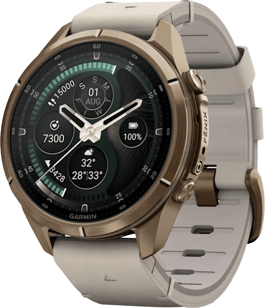Спортивний годинник Garmin Fenix 9 Pro 43mm AMOLED Sapph.Autumn Gold Titanium with Bone Leather Band (010-04335-40)