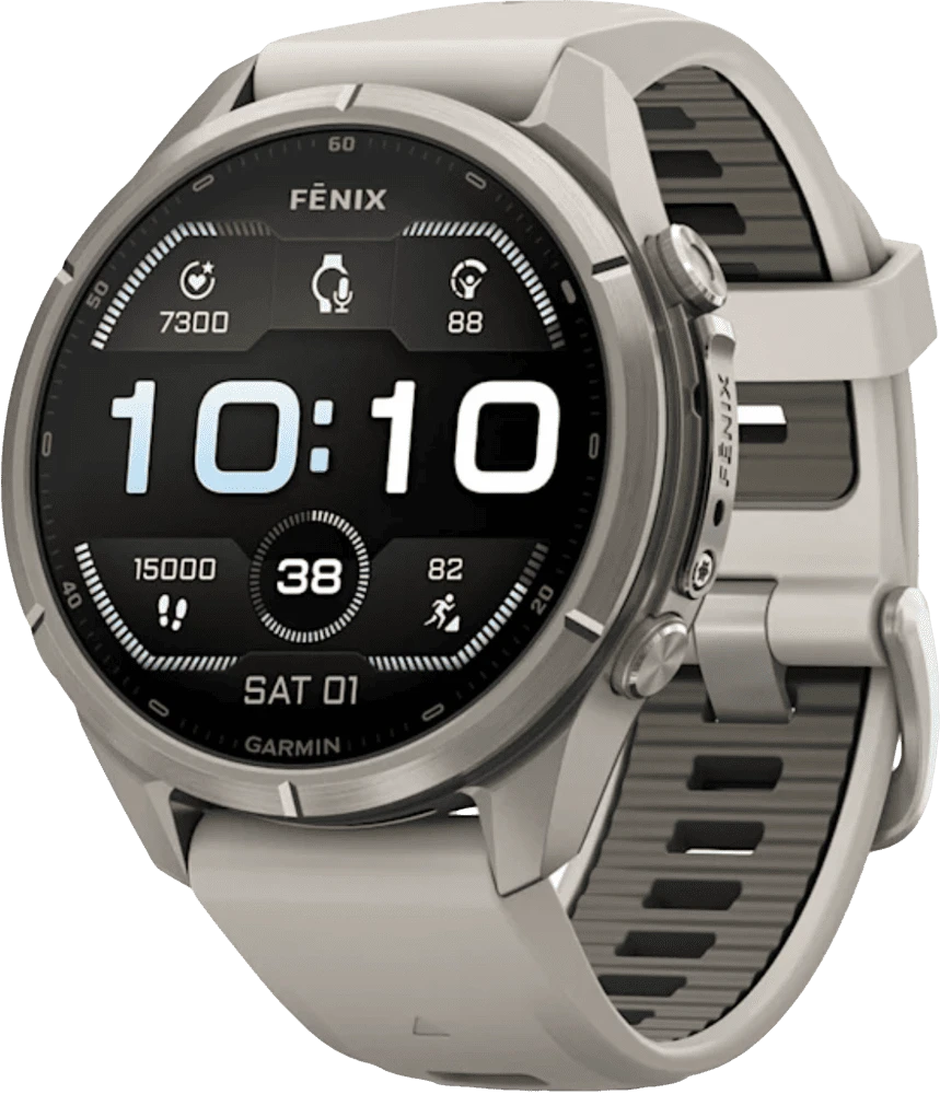 Спортивний годинник Garmin Fenix 9 Pro 43mm AMOLED Sapph.Titanium with Fog Gray/Dark Sandstone Silicone Band (010-04335-85)