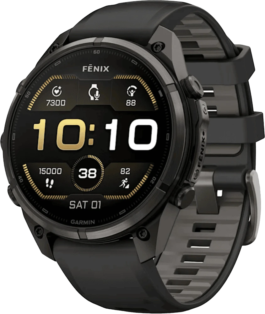 Спортивний годинник Garmin Fenix 9 Pro 47mm AMOLED Sapph. Carbon Gray DLC Tit. with Black/Pebble Gray Silico (010-04336-15)