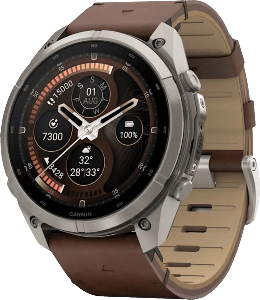 Спортивний годинник Garmin Fenix 9 Pro 51mm AMOLED Titanium with Walnut Leather Band (010-04337-40)