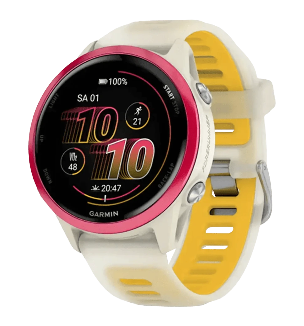 Спортивний годинник Garmin Forerunner 570 42mm Raspberry Aluminium with Translucent Bone/Mango Band (010-02970-02) UA