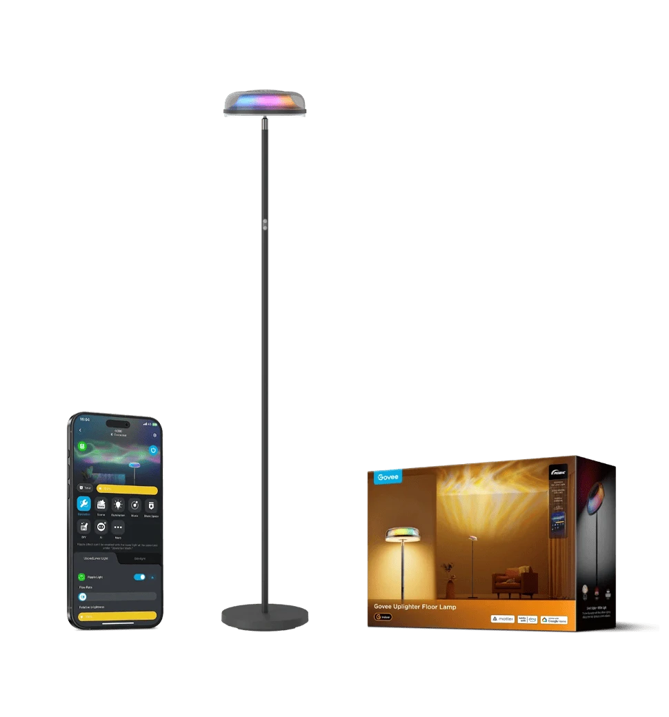 Торшер розумний Govee H60B0 Uplighter Floor Lamp, 1000Lm, RGBWW+RGBIC+WW, WI-FI/Bluetooth, чорний