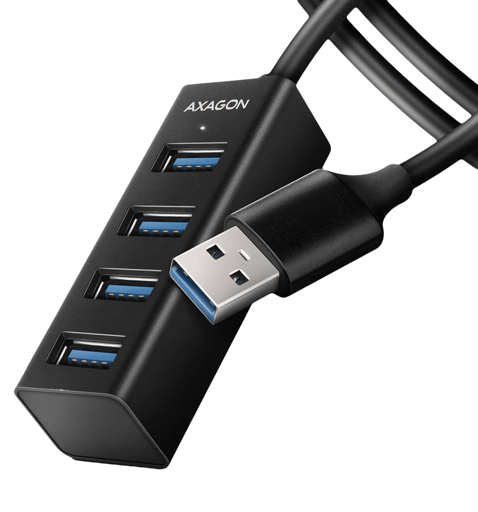Хаб AXAGON HUE-M1AL SuperSpeed USB-A MINI hub, USB-A кабель 120см, Чорний