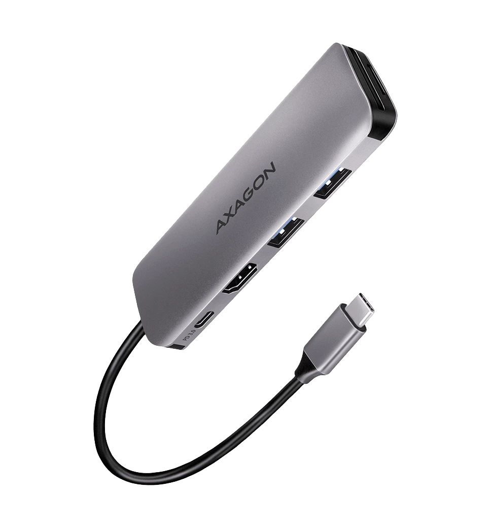 Хаб концентратор AXAGON HMC-5 SuperSpeed USB-C COMBO 5in1 hub, Сірий